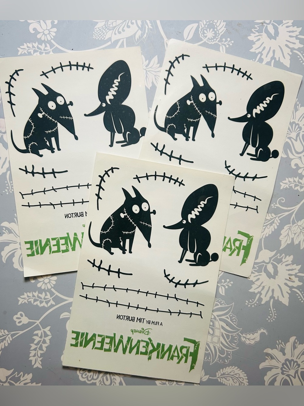 Frankenweenie Disney lot 3 sheets temporary tattoos Tim Burton 2012 promotional